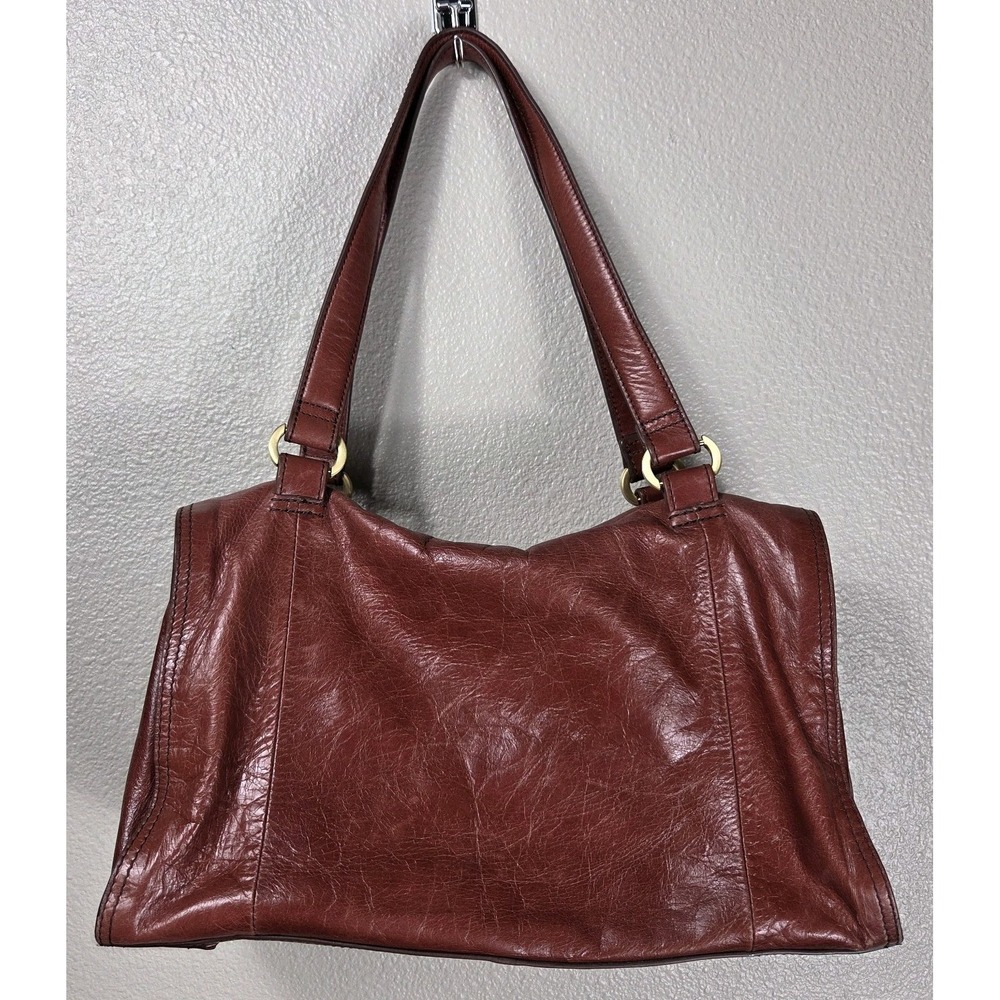 HOBO International Cognac Brown Leather Shoulder Bag Floral Lining Slouchy